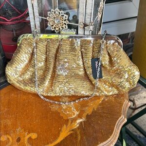 Vintage Gold Mini Sequin Clutch HandBag